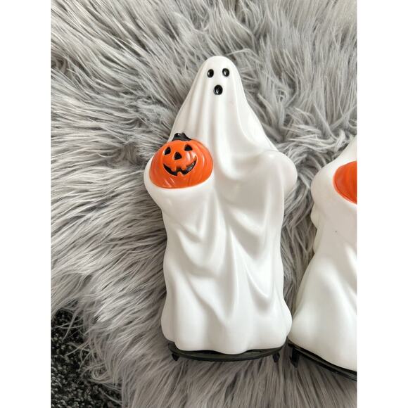 VTG Empire Halloween Ghost W/Jackolantern Blow Mold Pathway Lights Toppers Set/3 - Picture 2 of 7